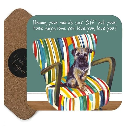 Little Dog Laughed Multicolor Border Terrier Coaster, 10.5 Cm Square, Cork Backing