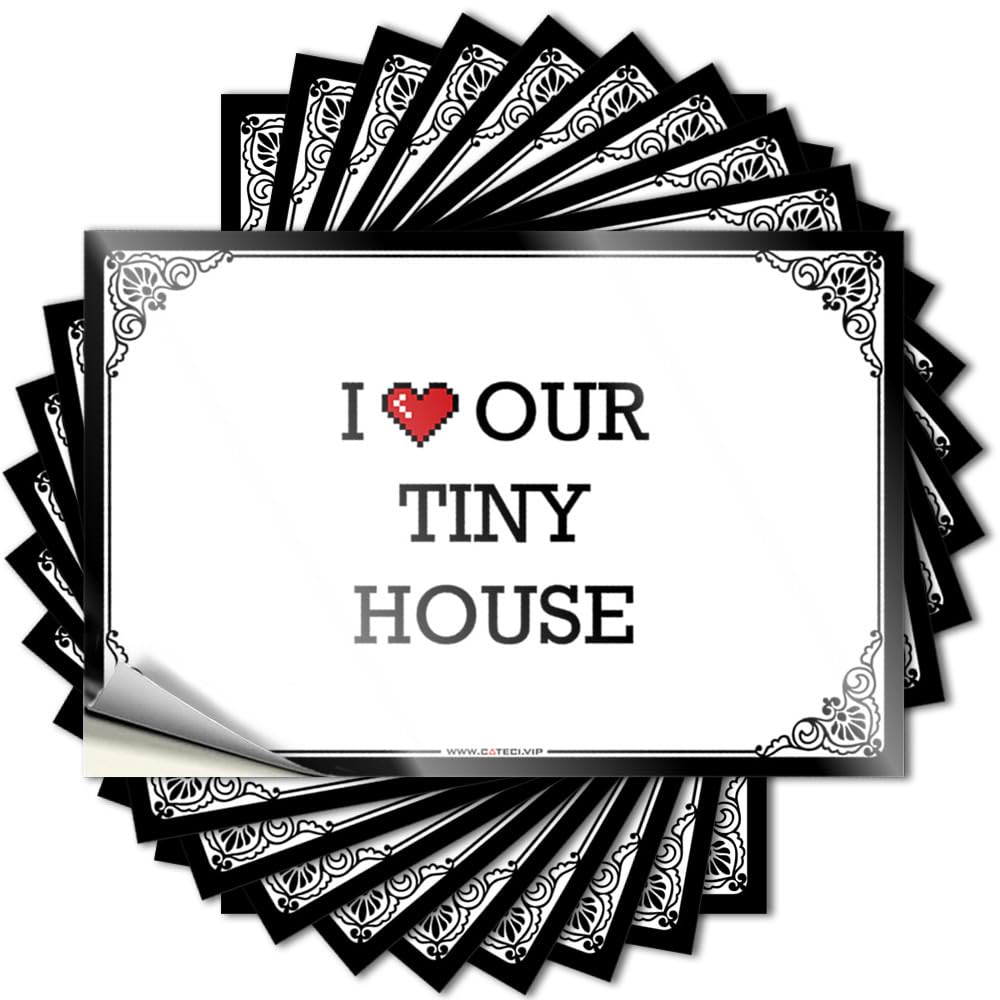Funny Desk Decor Bumper Lettering Sticker | I Love Our Tiny House Metal for Interesting Decor(6X9CM)