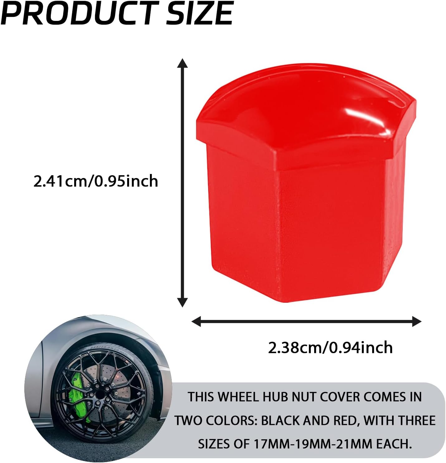 20PCS Lug Nut Covers, 19mm Wheel Center Lug Nut Bolt Cover Caps with Removal Tool, Hexagonal Wheel Hub Lug Hole Plugs Dust Protective Cover, Tire Rim Bolt Decorative Caps for Most Car (Red)