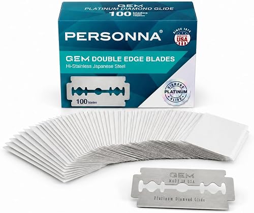 Personna GEM Platinum Diamond Glide Double Edge Razor Blades, 100 Count, Surgical-Grade Stainless Steel Safety Razor Blades for Smooth Wet Shaving