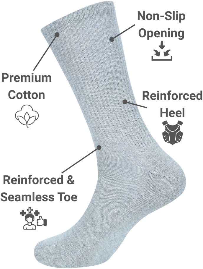 Performance Crew Socks for Men – Soft, Breathable Cotton Socks for Athletics, Training, Outdoor Sports & Daily Wear - Image 2