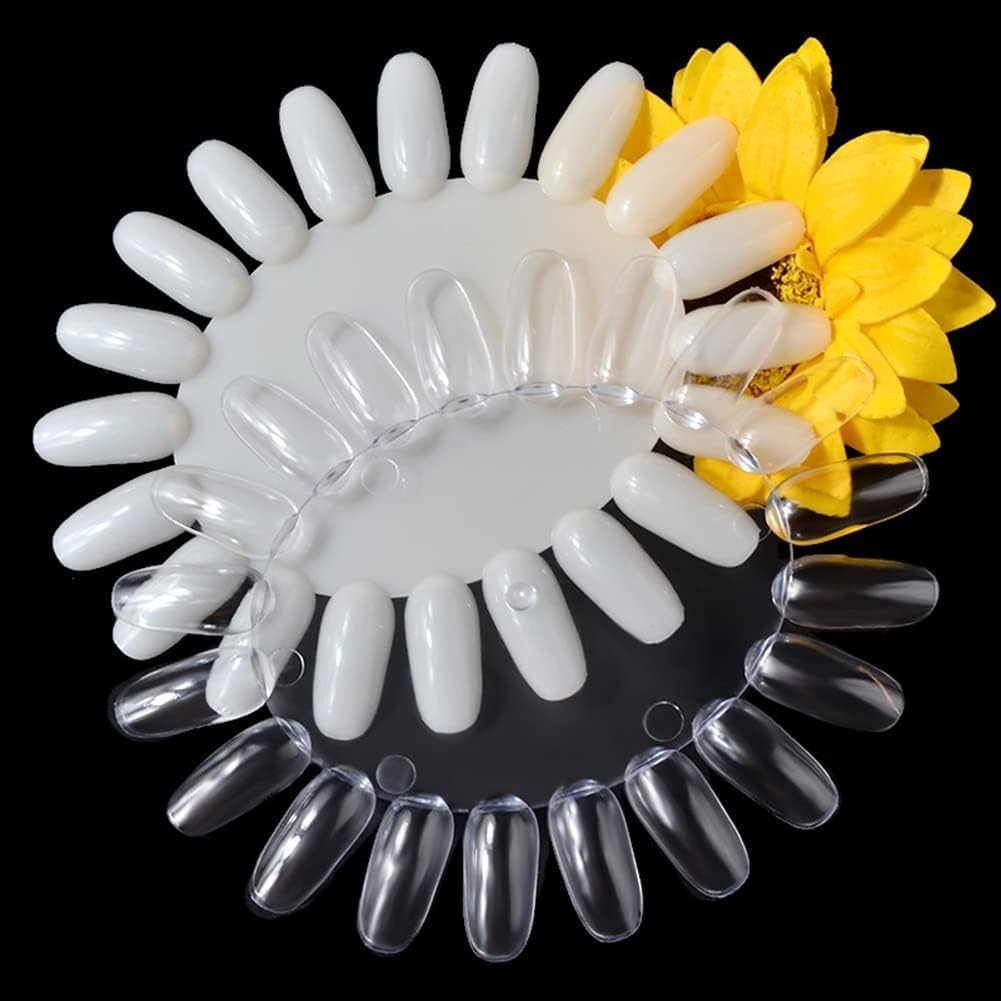 180Pcs Transparent Nail in 1 Swatch Wheel, Nail Art Polish Practice Display Tips Nail Sample Sticks, for Home DIY Manicure Nail Swatches