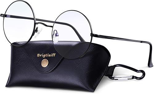 Brigtlaiff Gafas redondas de bloqueo de luz azul para hombres y mujeres, gafas de televisión para juegos de computadora, antifatiga ocular con marco