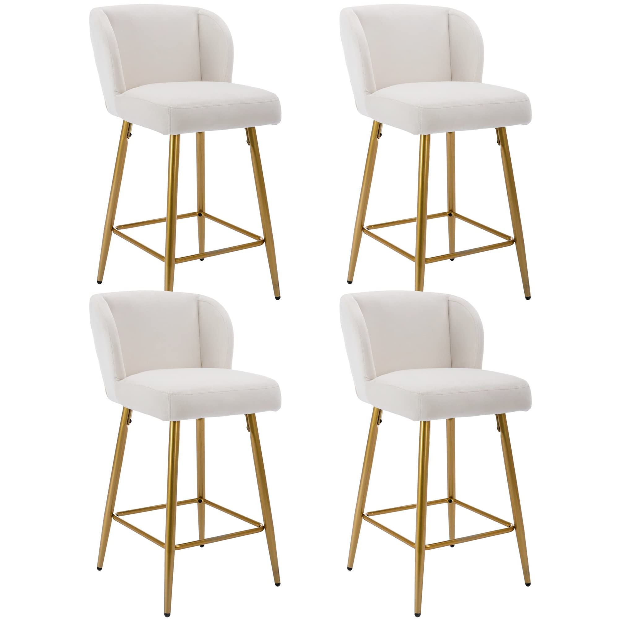 Buy Modern Counter Height Bar Stools Set of 4, 26 Inch Velvet