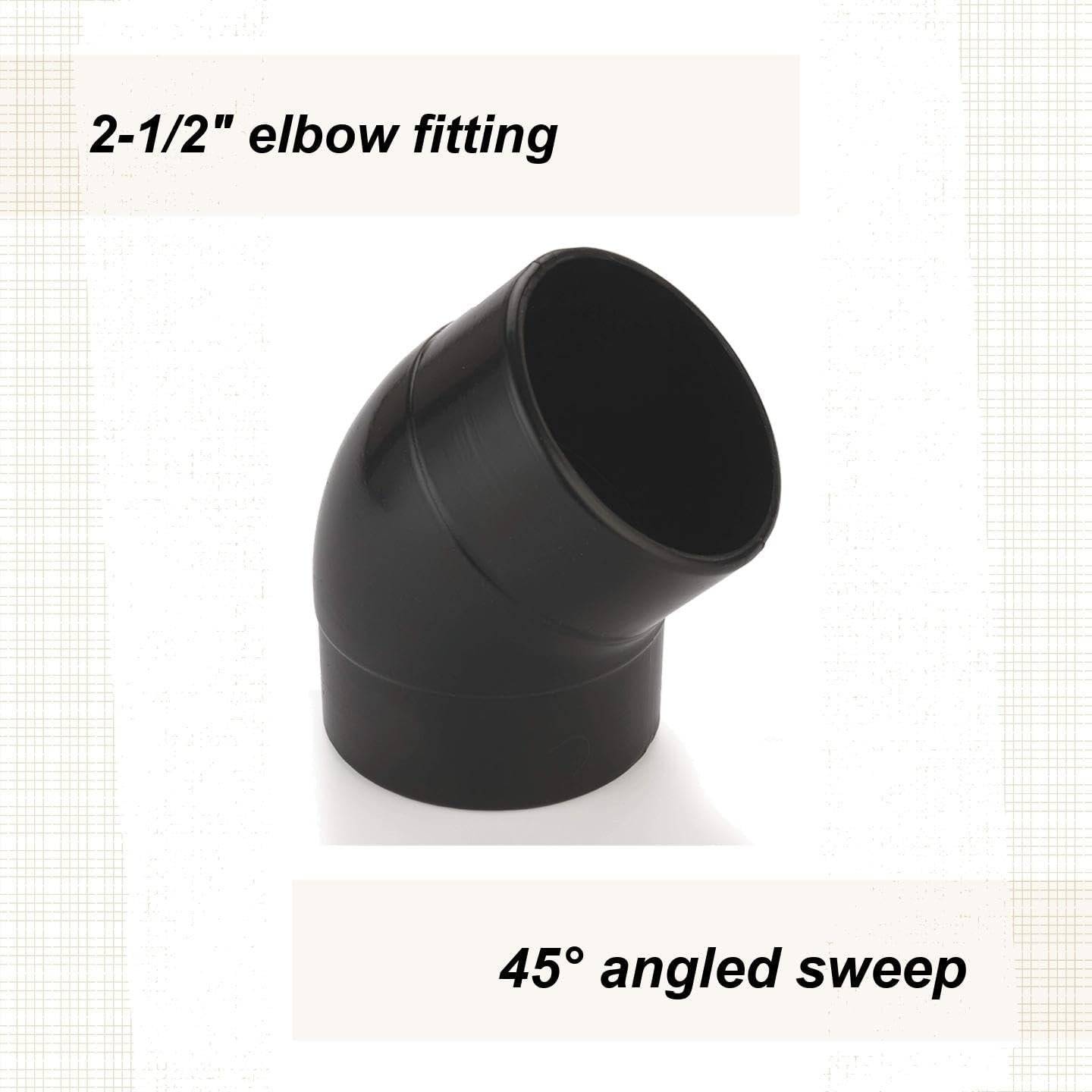 Woodriver Dust Connection 2-1/2" 45 Degree Elbow Fitting For Dust Collection System