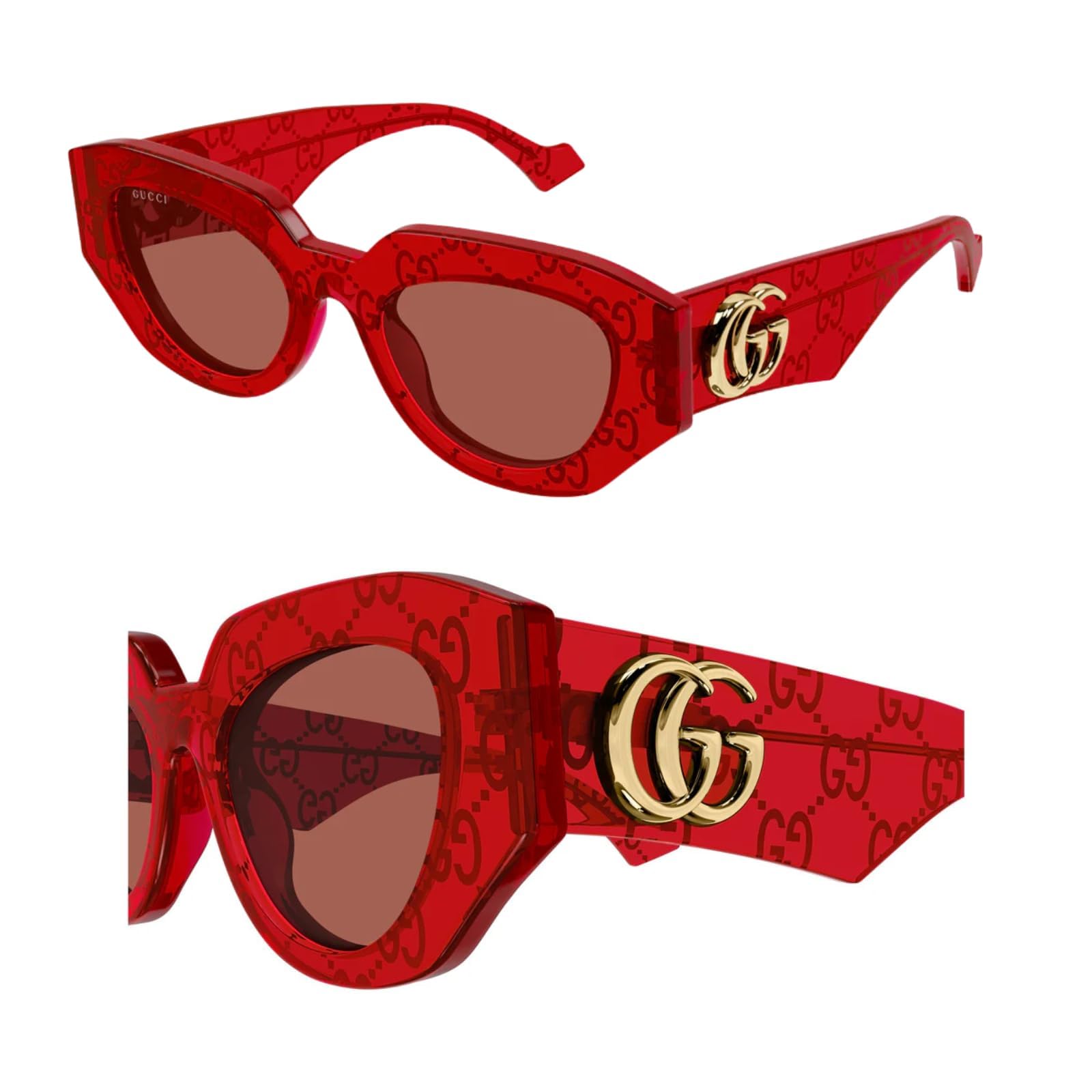 Gucci GG1421S Cat-Eye Shape GG Ruunning Logo Sunglasses with Luxury Eyewear Kit
