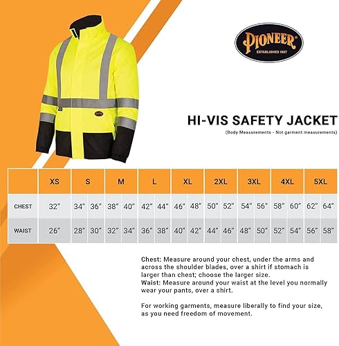Miniatura 6 de Pioneer Chaqueta de seguridad reversible - Chaqueta impermeable transpirable para hombre y mujer - Amarillo de alta visibilidad - Cinta reflectante