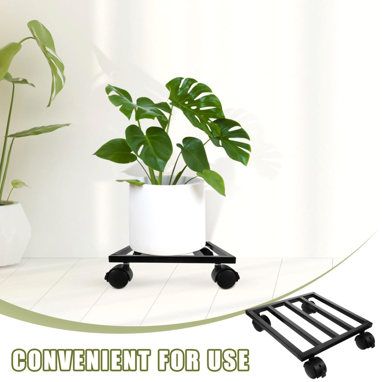 Soporte con Ruedas para Macetas Base Rodante para Plantas Y Jardineras Movilidad Fácil para Macetas Pesadas Uso En Interior Y Exterior Jardín Salón Y Comedor