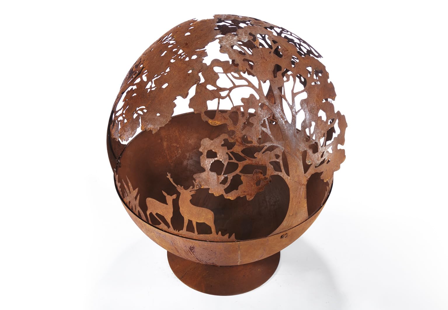 Kobolo Feuerschale Feuerkorb Forest Kugelform rund mit Motiv 50x50x60 cm