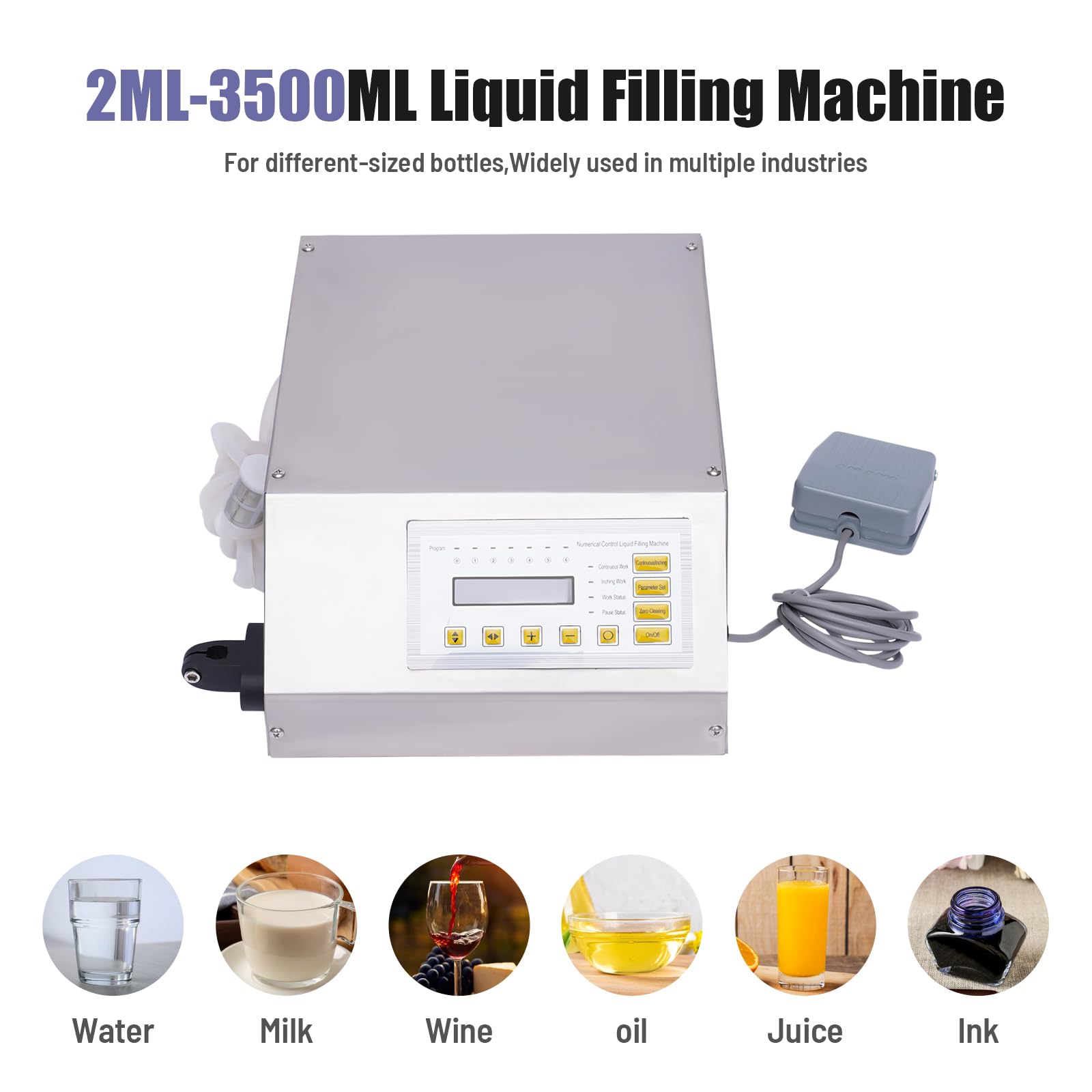 Abfüllmaschine Füllmaschine Elektrische Flüssigkeit 2ML-3500ML Automatisch/Pedalschalter Flüssigkeitsabfüllmaschine Flaschenabfüllmaschine Pastenfüllmaschine