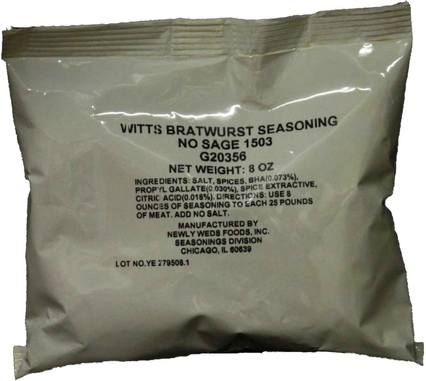 Witts Bratwurst Seasoning without Sage #1503