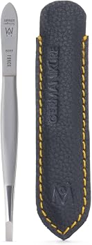 GERMANIKURE Professional Arched Claw Tweezers in Leather Case- FINOX Stainless Steel Sharp - Ethically Made in Solingen, Germany - 4408