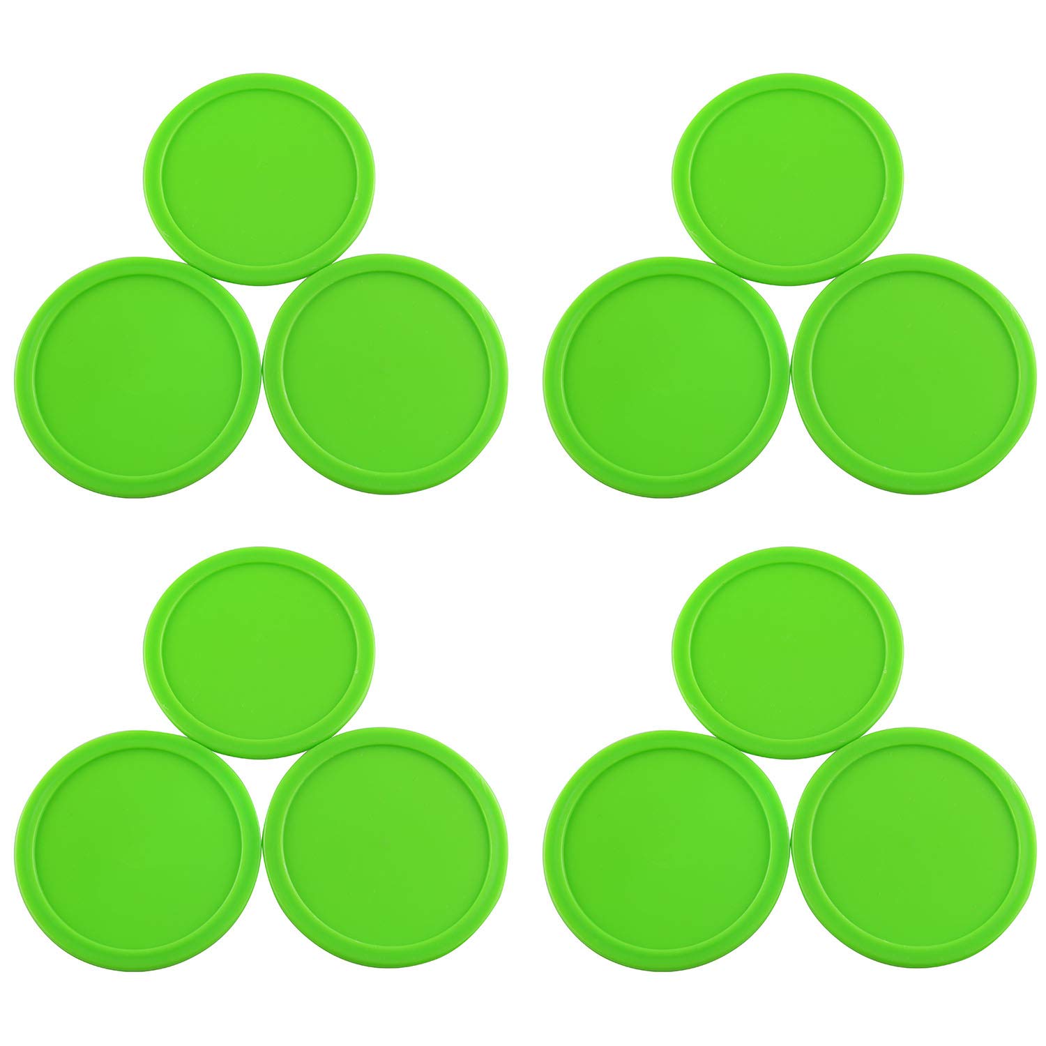 JCBIZ 12pcs Green Air Hockey Pucks Replacement 64mm Round Pucks for Game Tables, Equipment, Accessories