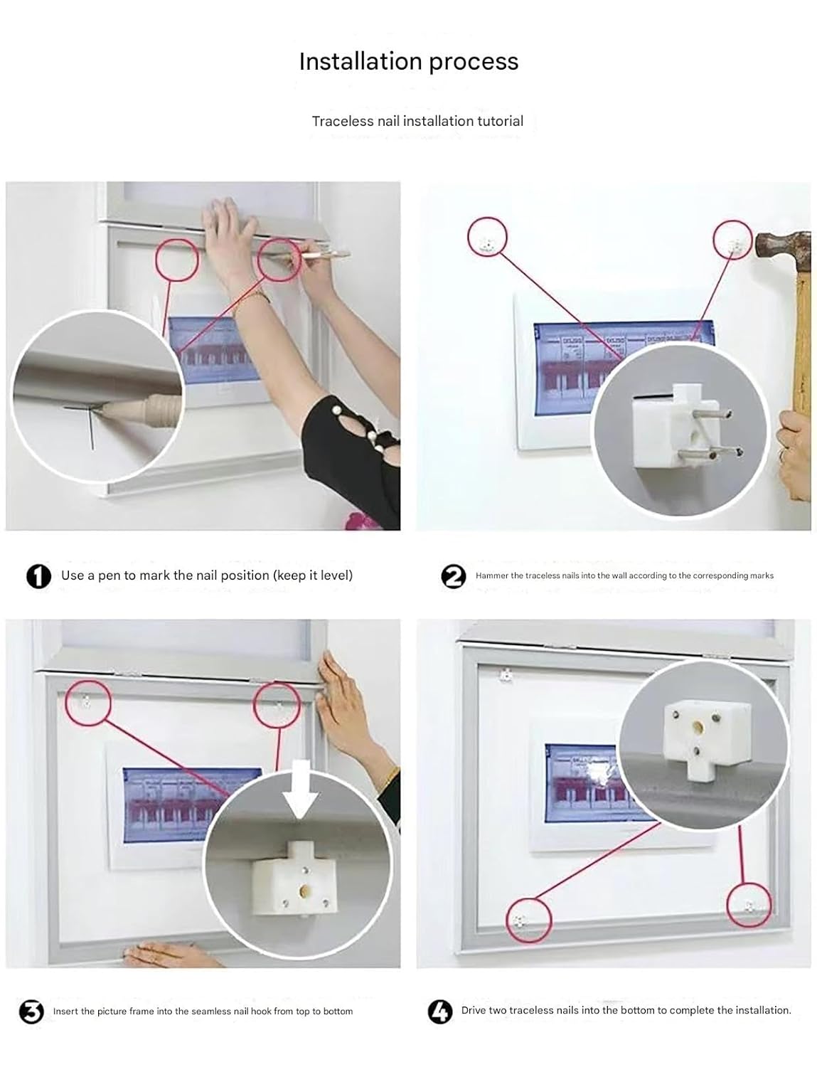 Four-step traceless nail installation guide