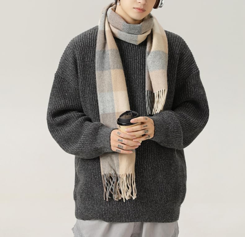 LAPRBY Mens Crewneck Y2k Vintage Sweater Casual Long Sleeve Knitted Pullover Tops Sweaters Winter Fall Outfit (Black,X-Large)4