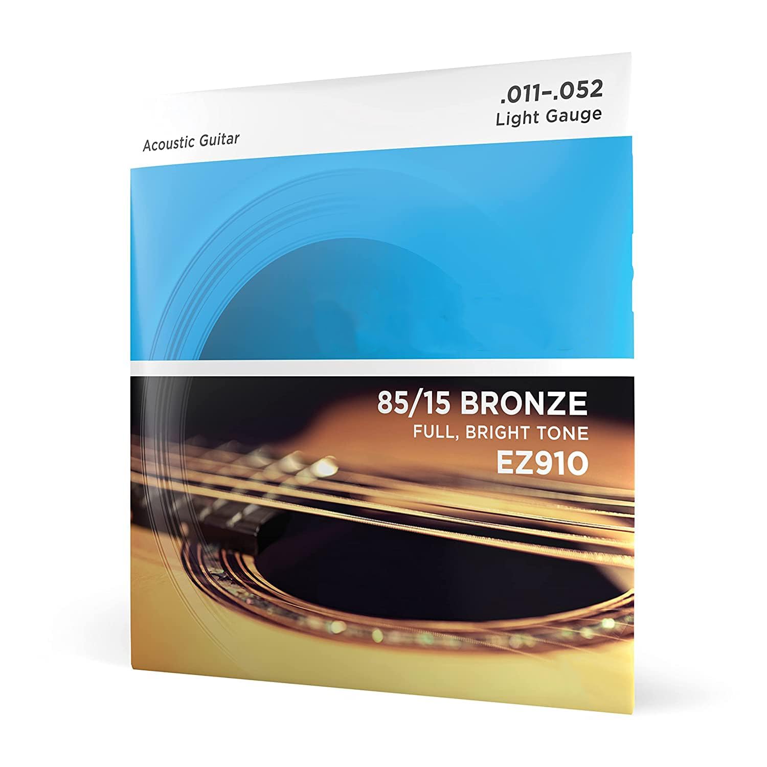 EZ910 Acoustic Guitar Strings, 85/15 Bronze Light Gauge 11-52, Bright & Full Tone, Smooth Playability and Reliable Performance for Acoustic Guitar