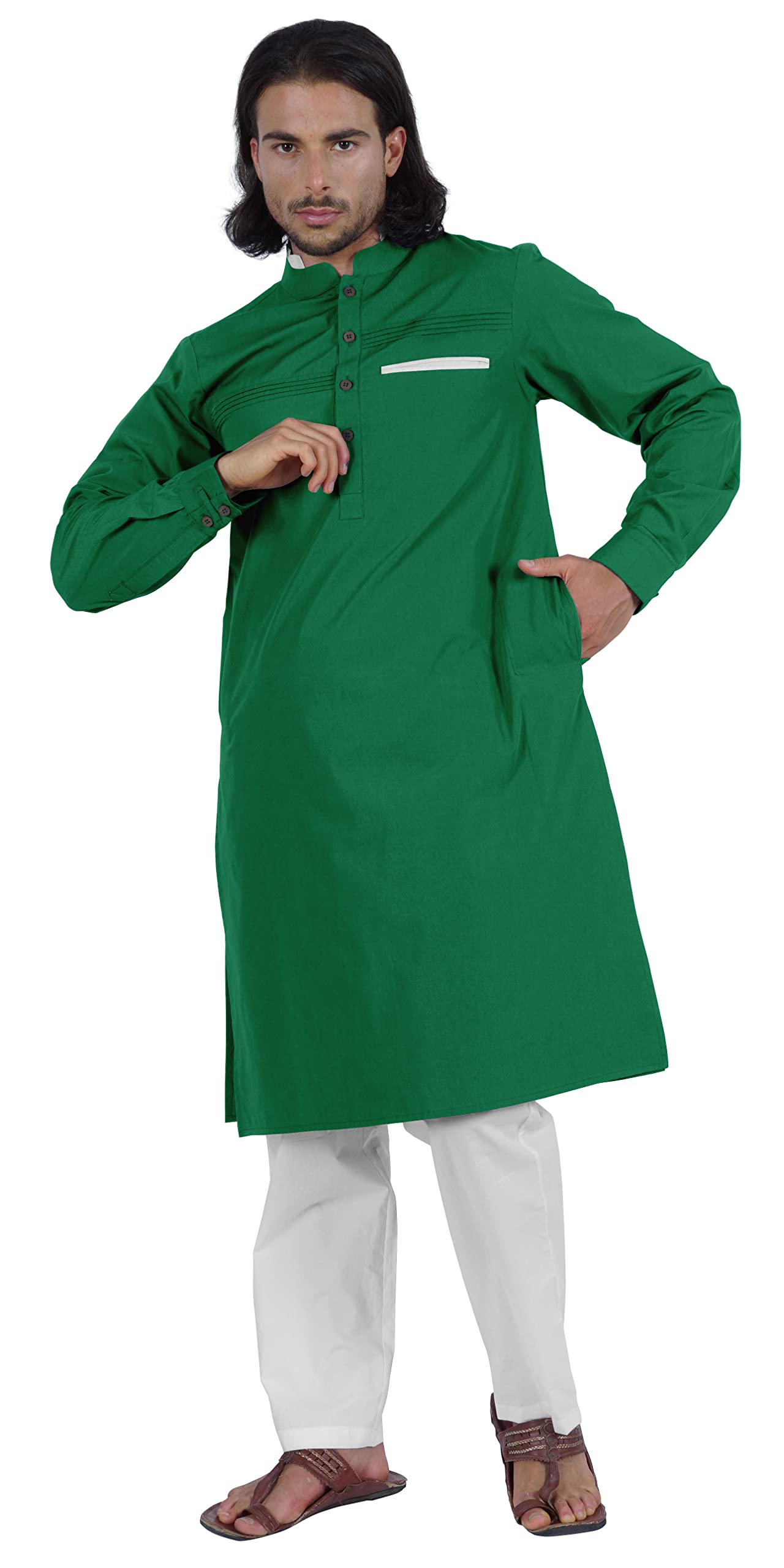 Atasi Herren Henley Welt Tasche Lange Kurta Feste Indische Ethnische Kleidung Für Männer