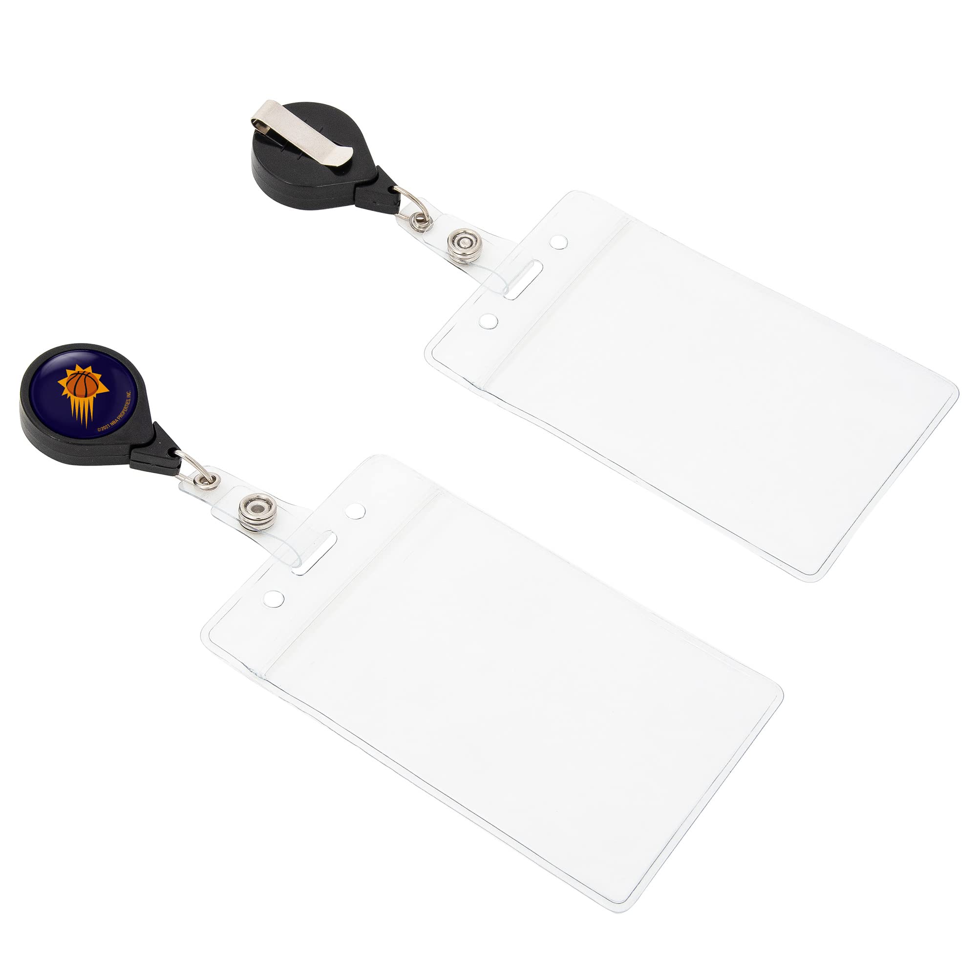 Desert Cactus Phoenix Suns Retractable Badge Holder NBA ID Reel with Ticket Clip for Lanyard, Work, School & Office Access (Badge Reel A with Pouch)