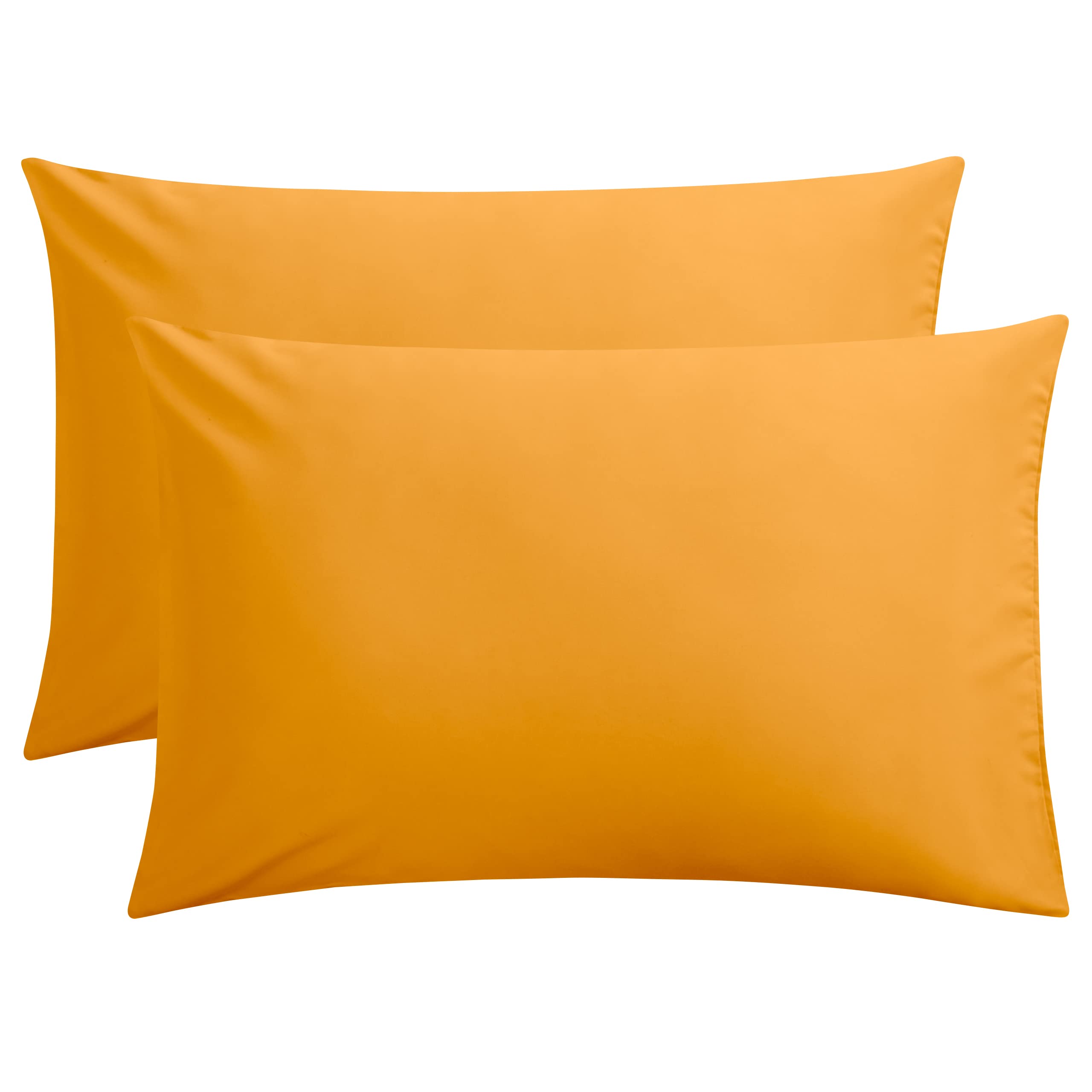 FLXXIE 2-Pack Microfiber Queen Pillow Cases, Envelope-Style, Ginger Yellow