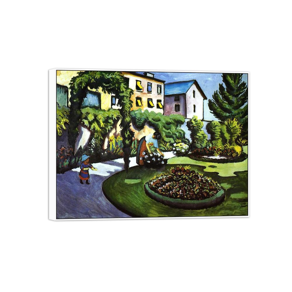 Sdyskkug White Frame August Macke Famous Wall Art For Living Room. Garden 2. Canvas Artwork Picture. Prints Reproduction Modern Home Decor 50X40cm