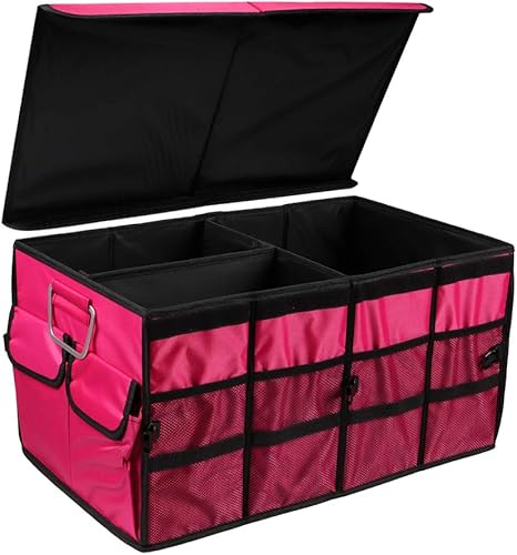 Organizador TYSKL para maletero de coche, plegable, transportable, organizador con múltiples compartimentos, con correas antideslizantes, para