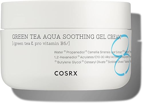 COSRX Hydrium Green Tea Aqua Soothing Gel Cream, 1.69 fl.oz / 50ml | Lightweight Daily Cream | Camelia, Aloe Gel | Korean Skin Care, No Animal Testing, Paraben Free