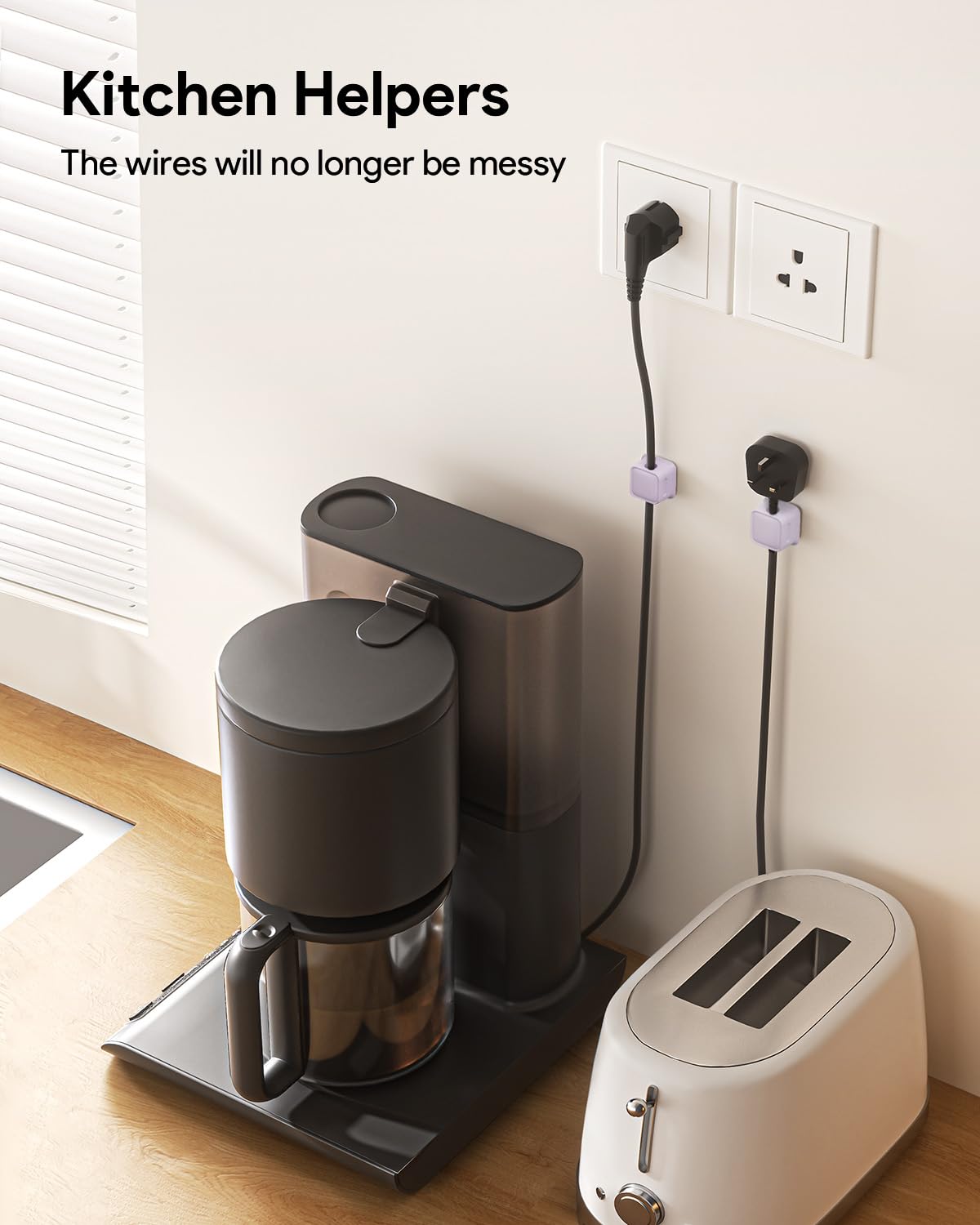 8 Pack Magnetic Cord Organizer - Adhesive Cable Management Clips, Wire Holders For Desk, Car, Nightstand, Purple - View #7