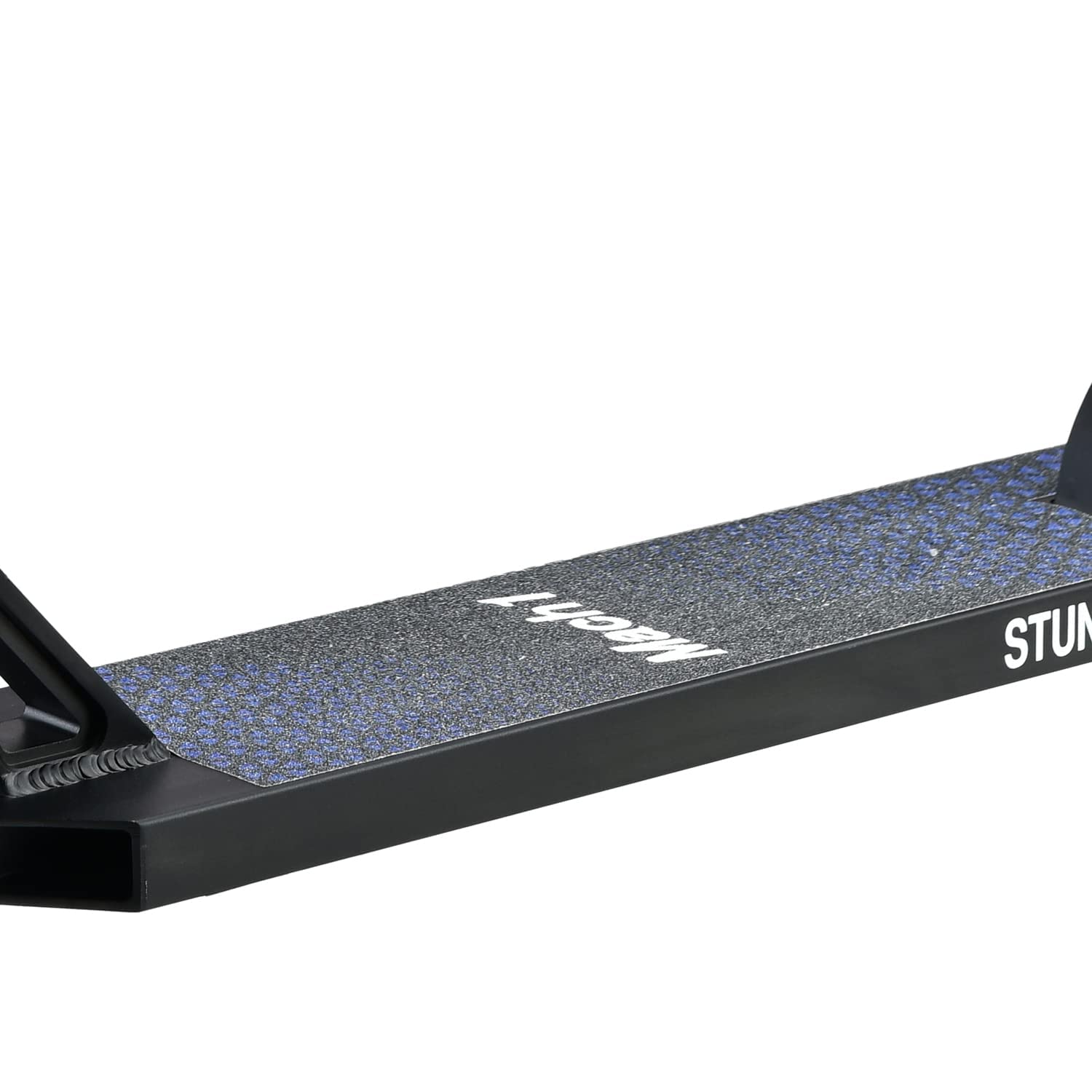 Mach1 Stunt Scooter Kierownica 360° – kółka 120 mm z aluminiowym rdzeniem i łożyskami kulkowymi ABEC 9, hulajnoga, Fun Stunts Trick Roller dla dzieci od 6 lat (czarno-niebieska z przezroczystymi kółkami)
