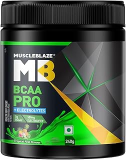 MuscleBlaze BCAA Pro Powder, Powerful Intra Workout (Tropical Fest, 240g, 30 Servings) | With 5g BCAAs & 500mg Electrolytes Price In India