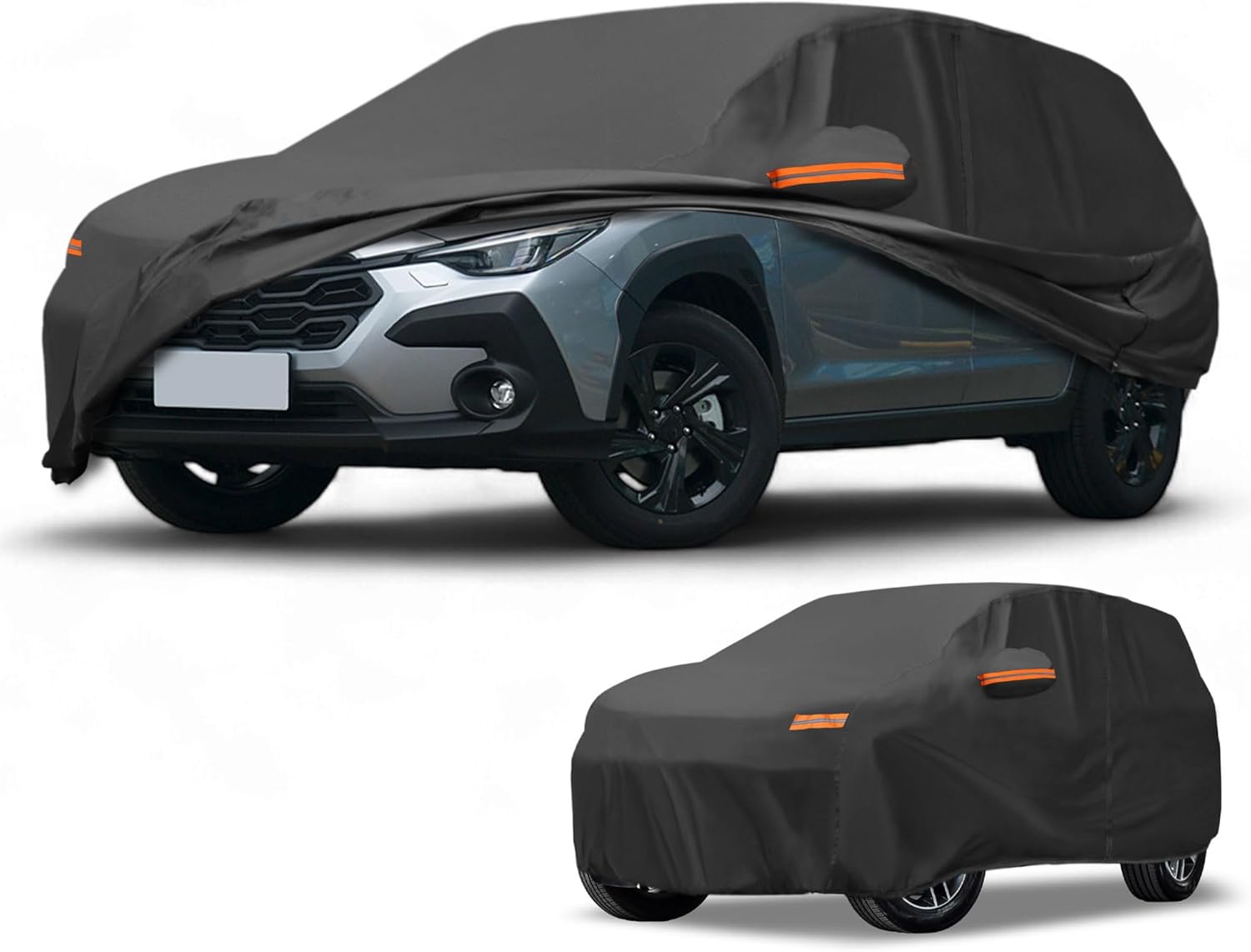 Car Cover Waterproof All Weather Sun Rain Protection Full Exterior Cover for Subaru Crosstrek Black with Left Side Zippers