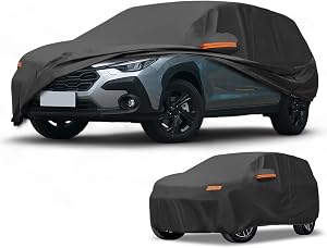 Car Cover Waterproof All Weather Sun Rain Protection Full Exterior Cover for Subaru Crosstrek Black with Left Side Zippers