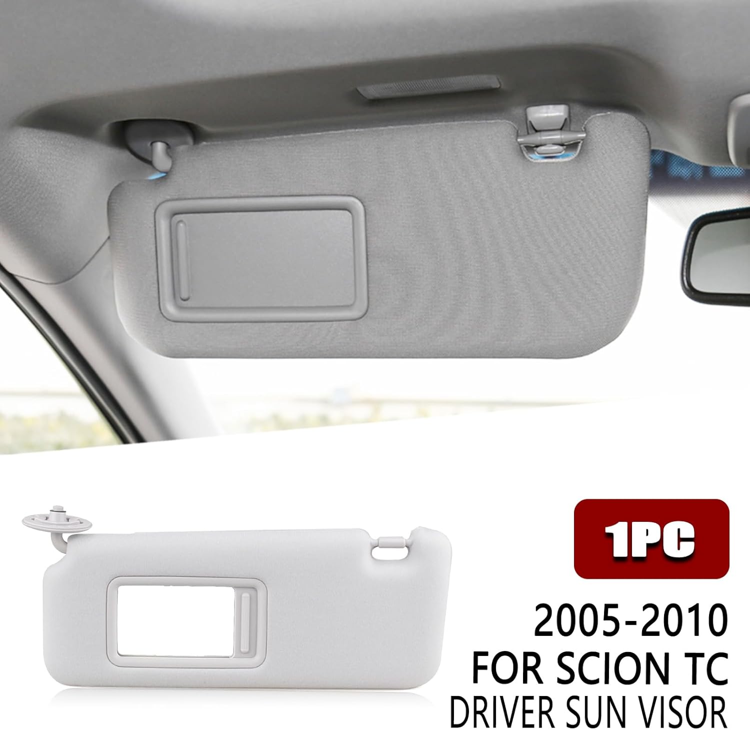 Front Left Driver Side Sun Visor Sunshade for Scion TC 2005-10 Gray 7432021210B2