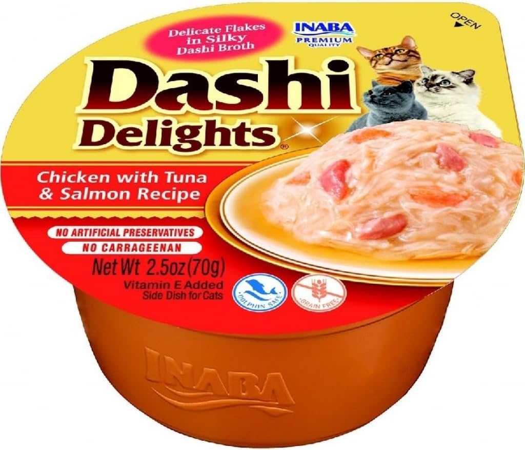 Churu Gato Dashi Delights Alimento Húmedo para Gatos (Pollo con Atún Y Salmón)