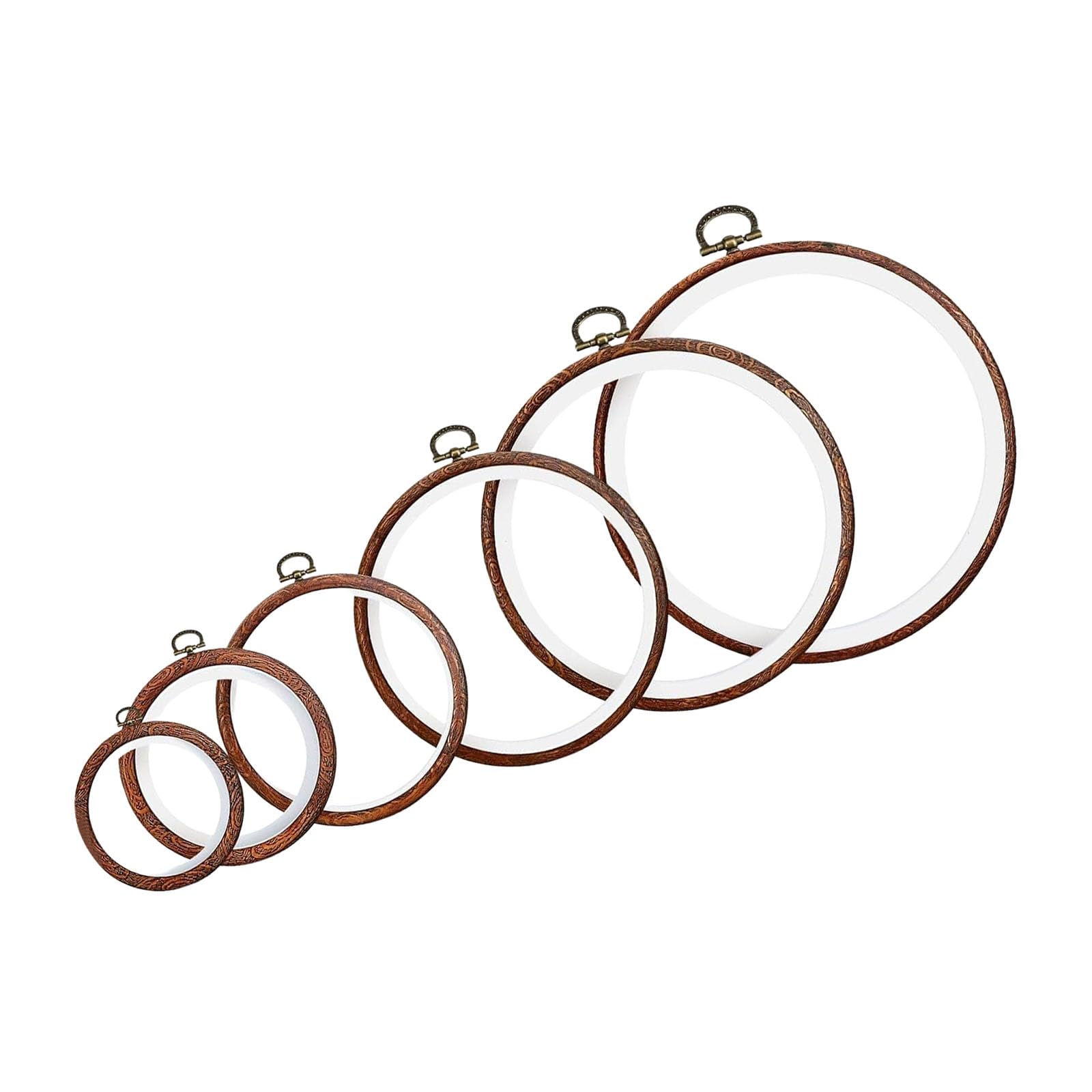 6Pcs Round Rubber Embroidery Hoops Multipurpose Stitching Frame Stitching Needlework Crafting Project Craft Hoops