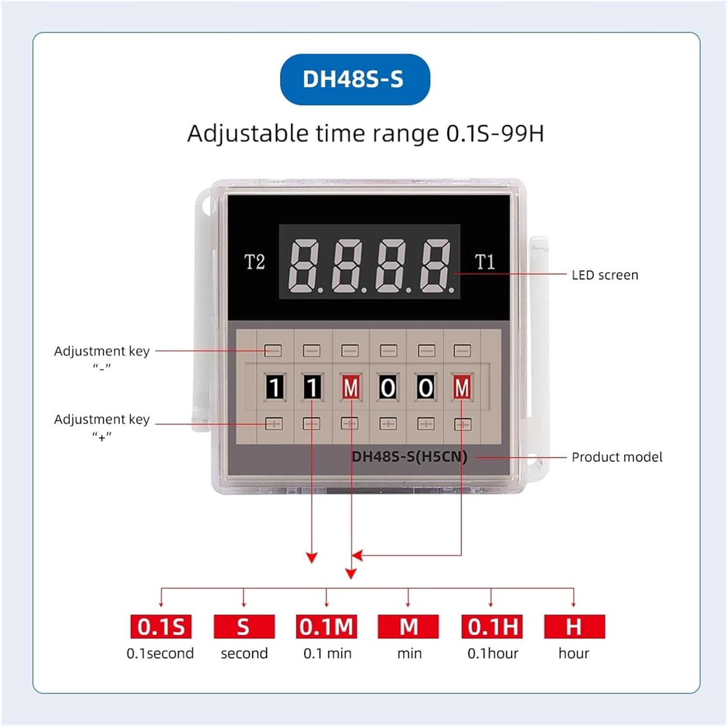 DH48S-2Z DH48S-1Z DH48S-S Digital Timer Time Relay Switch Power On Delay AC110V 220V DC 12V 24V with Relay Base DH48S(DH48S-S,AC DC 24V)