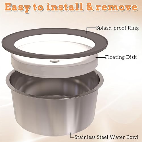 Miniatura 4 de kathson 2 cuencos de agua para perros antiderrames, dispensador de agua para perros de acero inoxidable, 2 L, tazón de agua flotante de acero