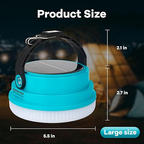 Miniatura 3 de Linterna de camping solar recargable, 2-en-1 Luz de camping recargable de 10000mAh y cargador de teléfono para senderismo, viaje - Luz colgante