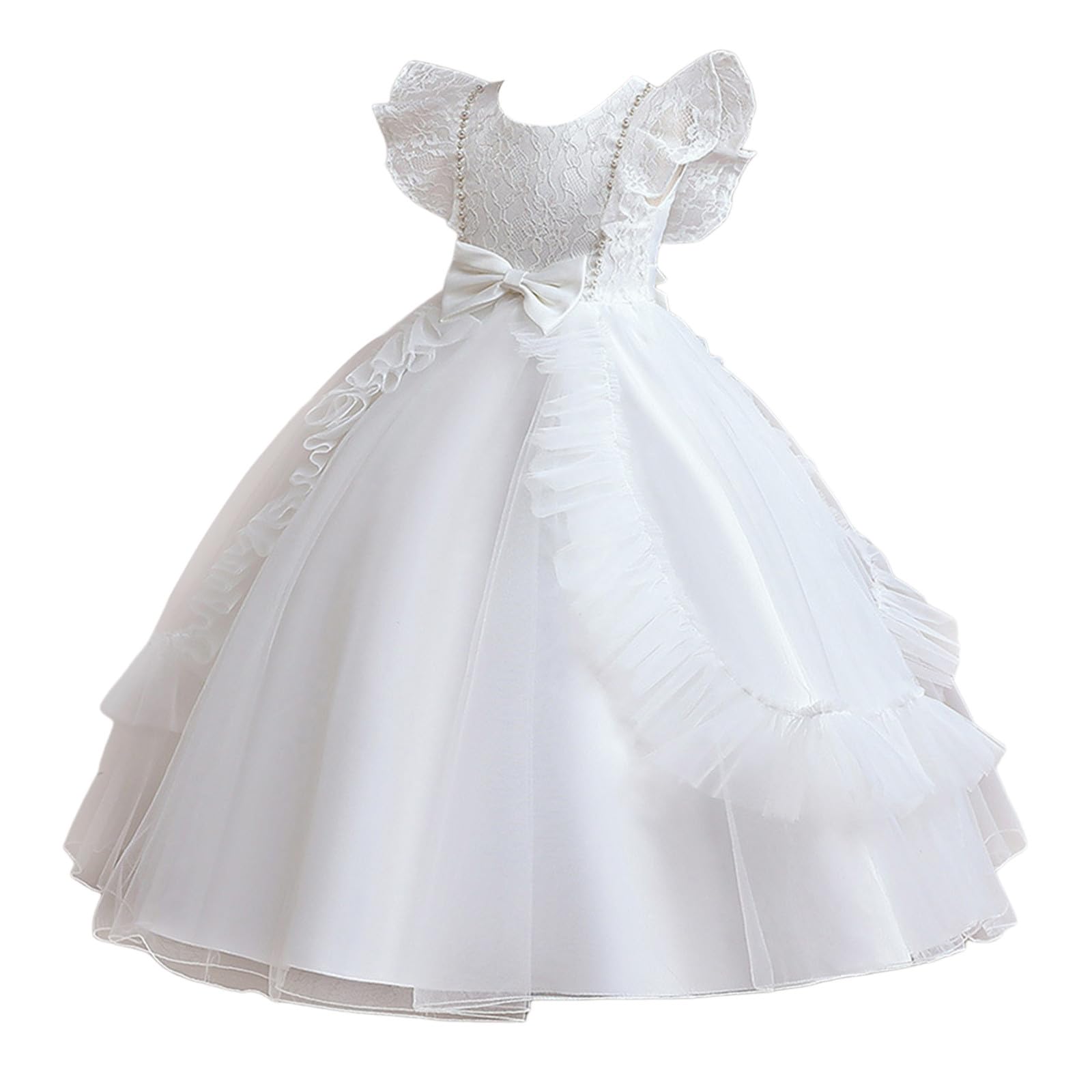 Generisch Kinder Kinder Mädchen Sommer Ärmellose Spitze Bowknot Mesh Lange Prinzessin Kleid Klavier Leistung Kleid