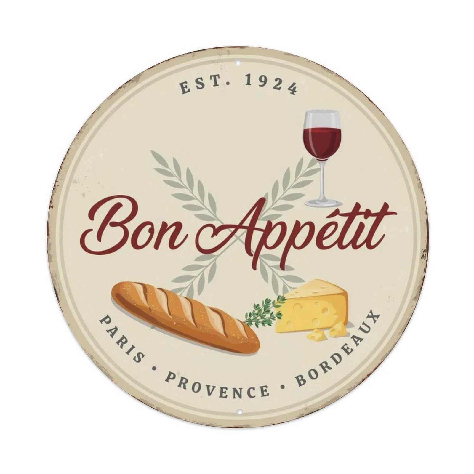 Bon Appetit French Country Metal Tin Sign Plaque