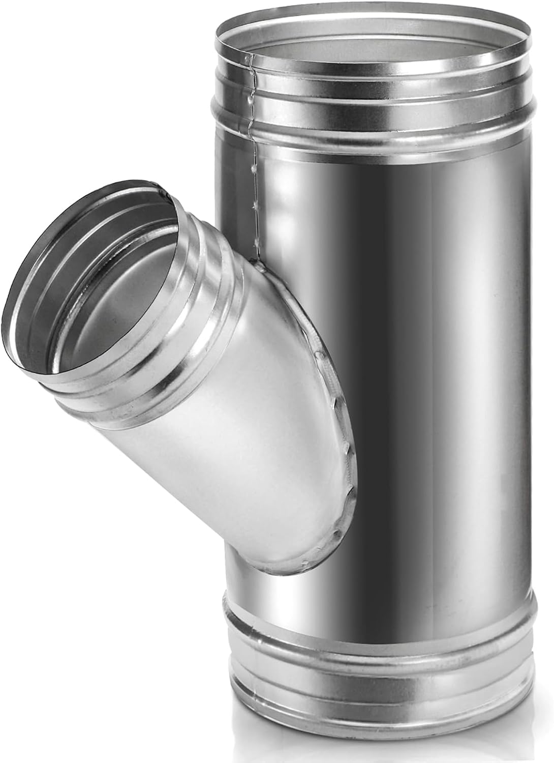 SOUJOY 6" to 4" Branch Y-Shape Ducting Connector, 45 Degree Galvanized Duct Splitter, 3-Way Dust Collection Fitting for Exhaust Fan Dryer Vent Hose Split Ventilation