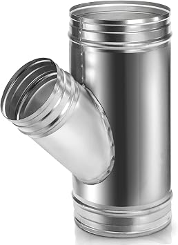 SOUJOY 6" to 4" Branch Y-Shape Ducting Connector, 45 Degree Galvanized Duct Splitter, 3-Way Dust Collection Fitting for Exhaust Fan Dryer Vent Hose Split Ventilation