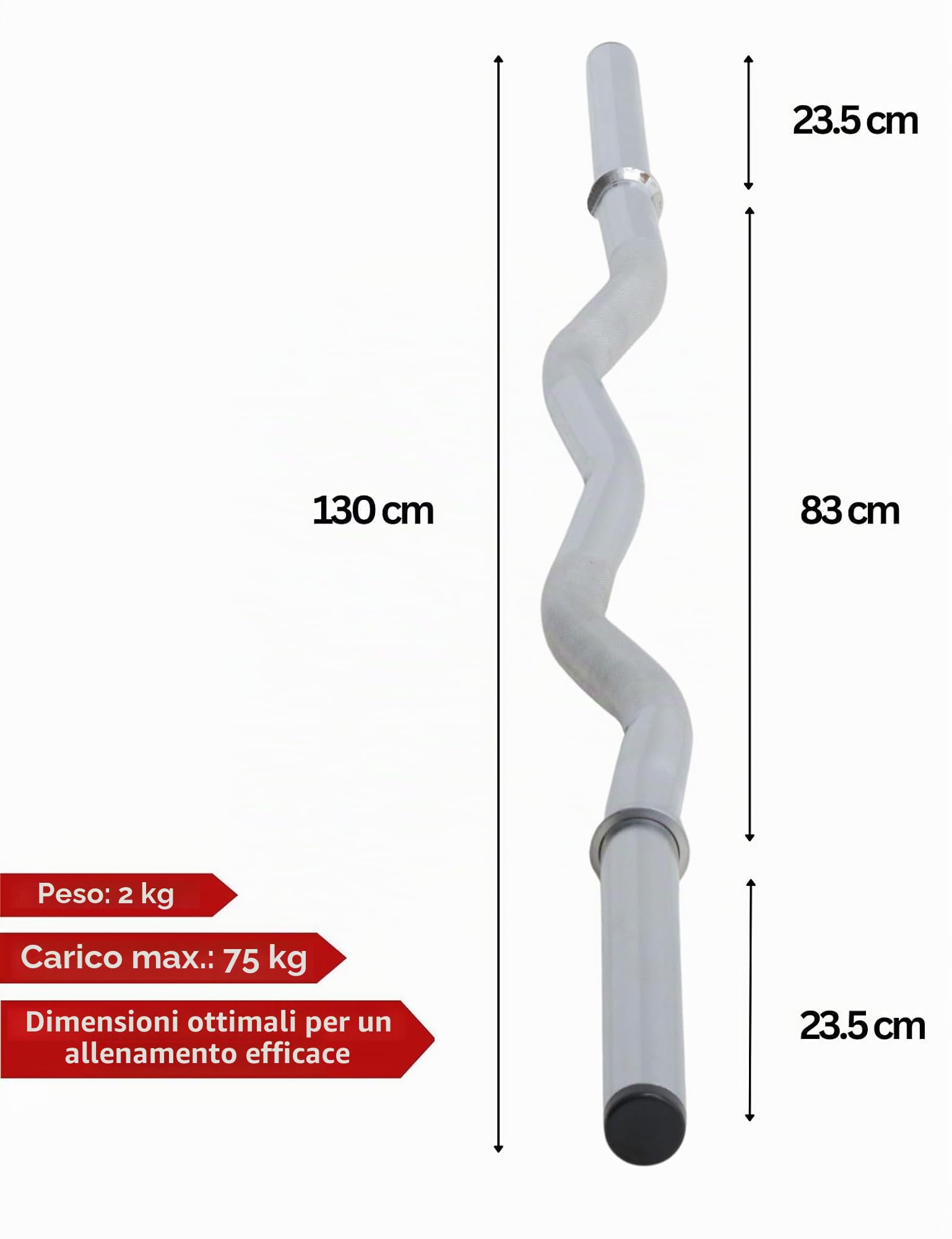 SZ, bilanciere curl, lunghezza 1,3 m, portata 90 kg, 30 mm