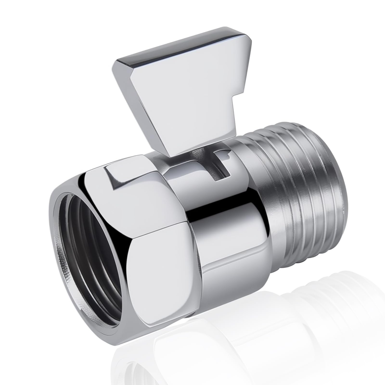 Zyques Silver Shower On Off Valve, Shower Head Flow Restrictor Brass Shower Shut Off Valve For Shower Head Hand Shower, Chrome