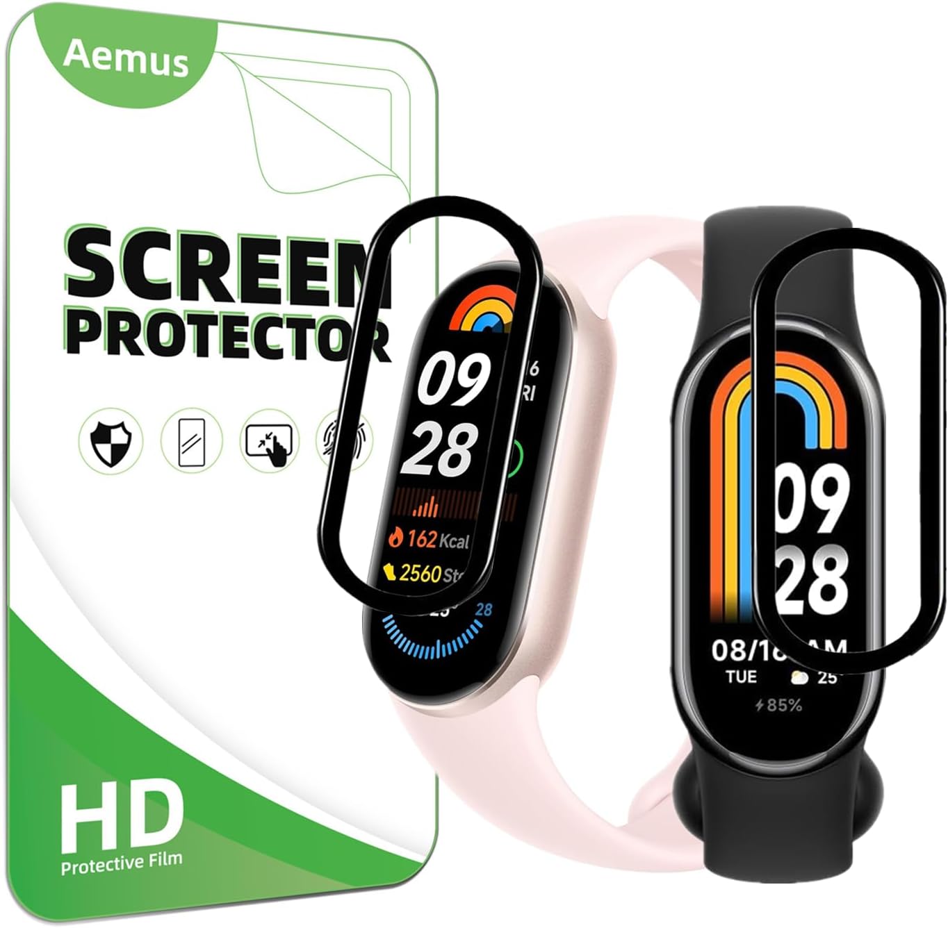 Screen Protector Compatible for Xiaomi Mi Smart Band 10 (2025) 3D Curved Soft Edge Film (3 Pack) Compatible for Mi Band 8, Smart Band 9 Protective Film