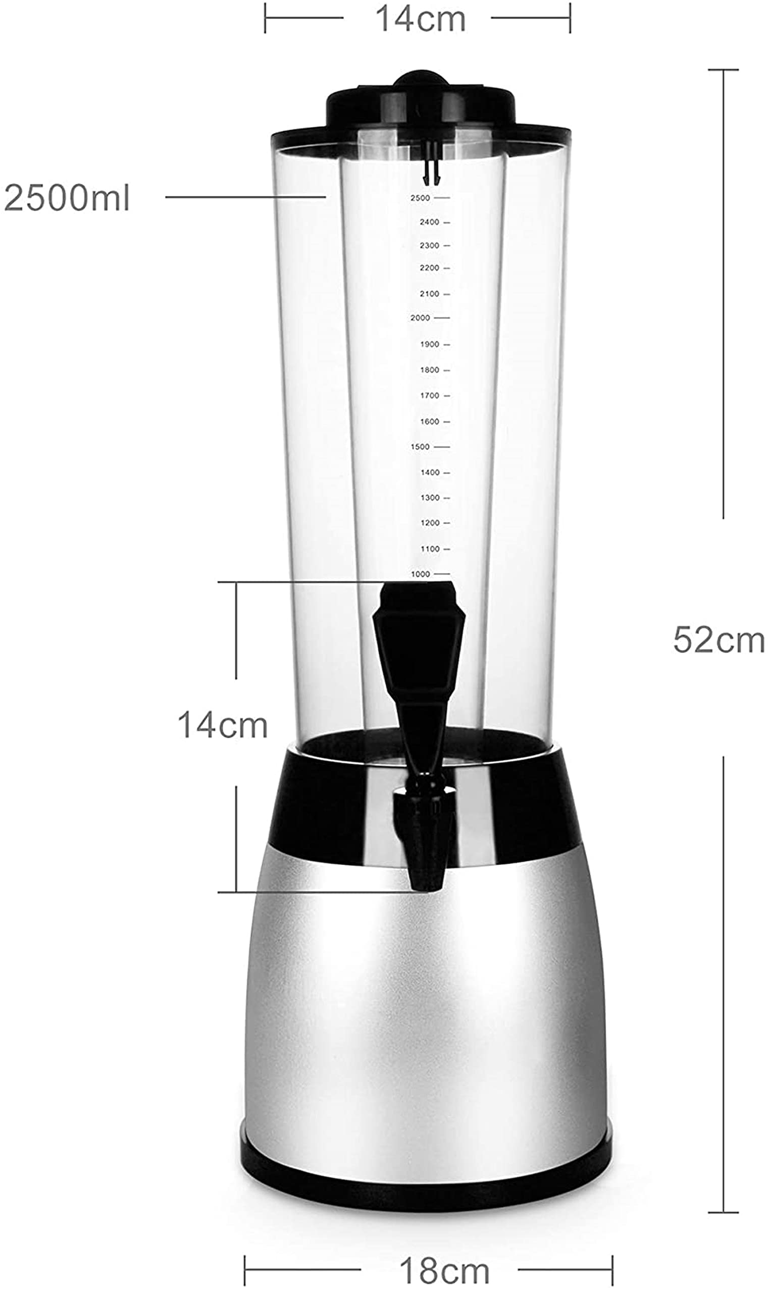 SXA Dispensador De Torre De Cerveza 2.5L, Dispensador De Bebidas De Vino De Zumo De Bebidas Claras, con Tubo De Hielo Extraíble, Fácil De Limpiar, Barra De La Fiesta A Casa