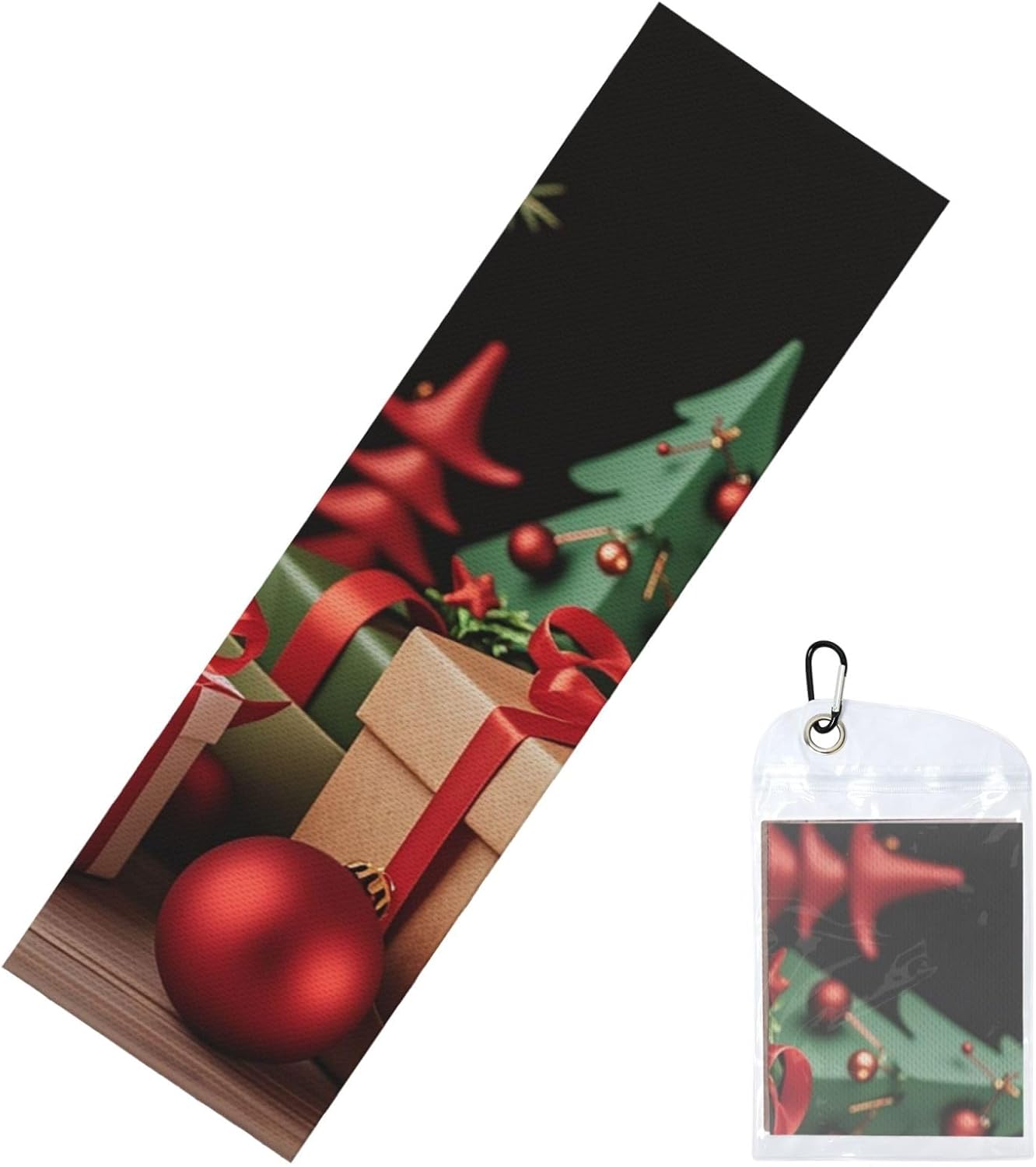 Xmas Decoration Cooling Towel Cold Exercise Towel, Soft Breathable Ice Towel Microfiber Gym Towel with PVC Pouch for Yoga Golf Gym Fitness 40″X12″