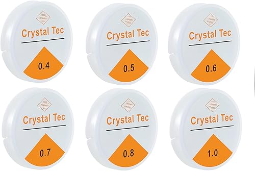 Miniatura 4 de 6 rollos de cuerda elástica de 0.016 in, 0.020 in, 0.024 in, 0.028 in, 0.031 in, 0.039 in, cuerda elástica de cristal transparente para pulseras,