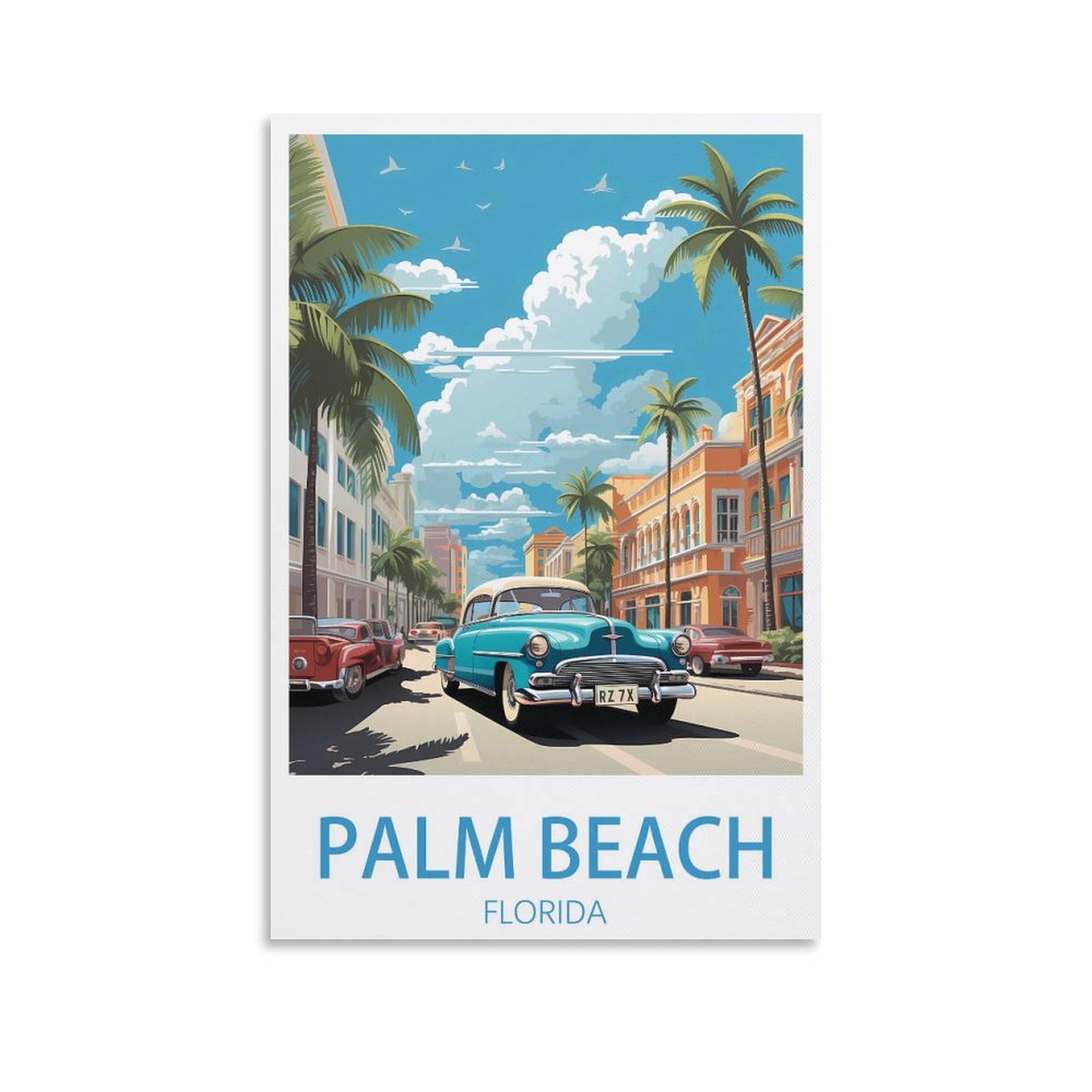 Vintage Metal Tin Sign Palm Beach Florida Kitchen Bar Novelty Gift Metal Tin Wall Décor Sign 20x30cm