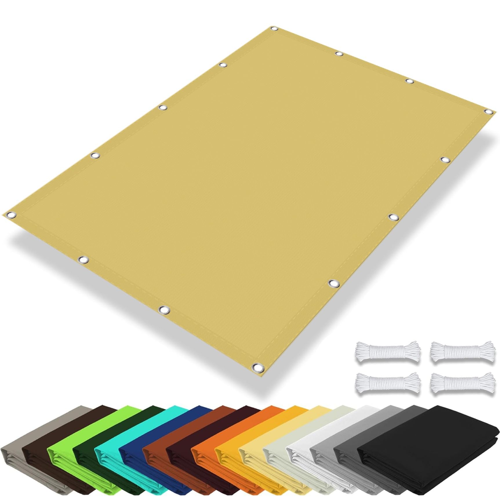 Filet d'ombrage 150x220 cm jaune sable pour protection solaire de terrasse