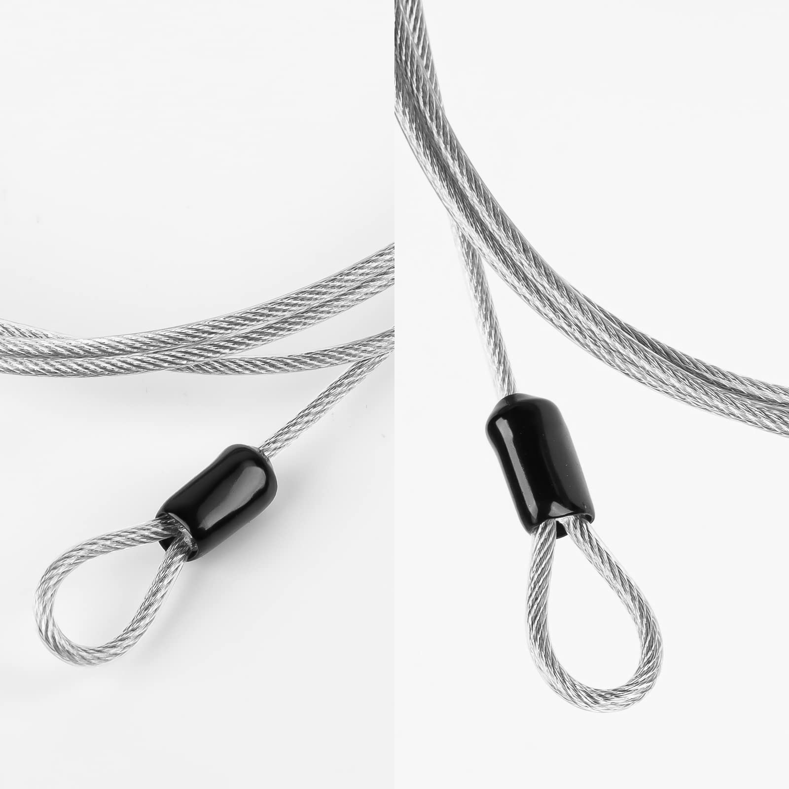linka stalowa z oczkami, 4 sztuki, długość 1,5 m, linka zabezpieczająca do mebli ogrodowych, mebli tarasowych, roweru, bagażu (grubość: 2,5 mm)